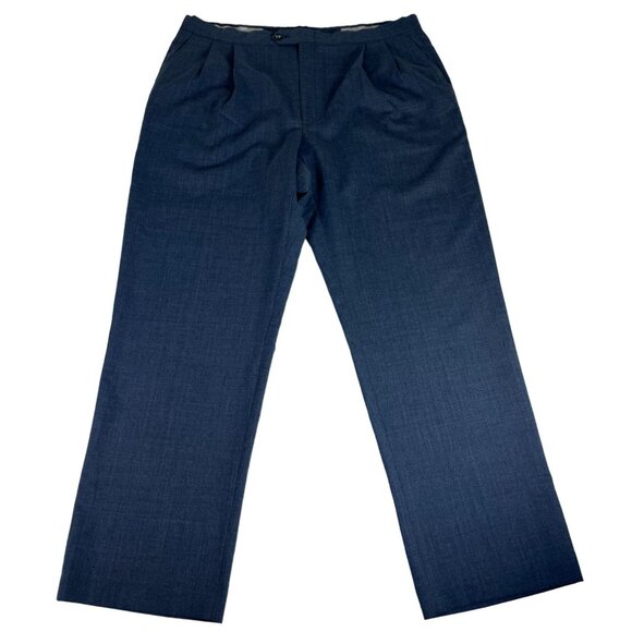 Sansabelt Pleated Trouser Dress Pants Men's 42x32 Gray Straight Leg High Waist - Picture 1 of 7